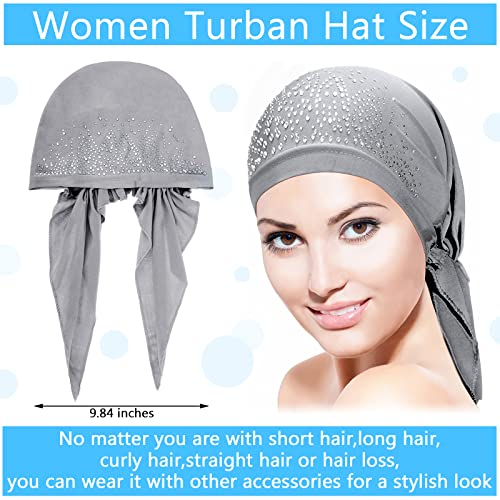 Image of Geyoga 6 Pcs Chemo Headwear for Women Pre-tied Head Scarf Headwrap, Classic | Sequin Pre Tied Head Wraps, Stretchy Turban Cap, Cancer Patients, Daily Wear