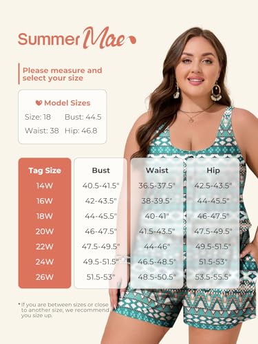 Image of Summer Mae Plus Size Swim Romper One Piece Swimsuit Women Blouson Bathing Suit with Pockets 2026 Modest Swimwear