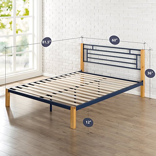 Image of Zinus Epic Metal & Wood Platform Bed with Wood Slat Support, Queen
