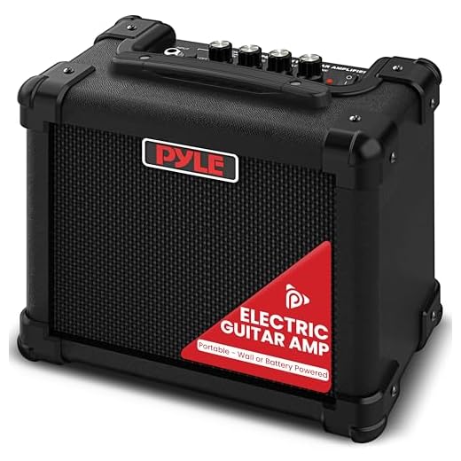 Pyle Portable Electric Guitar Amp, Battery or Wall Powered 10W Mini Amplifier with 5" High Definition Speaker, Distortion, Headphone Out, Carry Strap