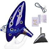 WSNDM Okarinas, 12 Loch Alto C Legende von Zelda Okarina, mit Schutztasche, Halterung, Umhängeband und Liedblatt, für Anfänger geeignet und Liebhaber von Musikinstrumenten (Blau)