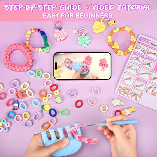 Bracelet Making Kit for Girls 6-12: 24 Colors Rubber Band Friendship Bracelet Kit, Elastic Loom Bands Jewelry DIY Toys, 1400+ Arts and Crafts for Kids Boys Beginners Birthday Christmas Party Gifts - Image 6