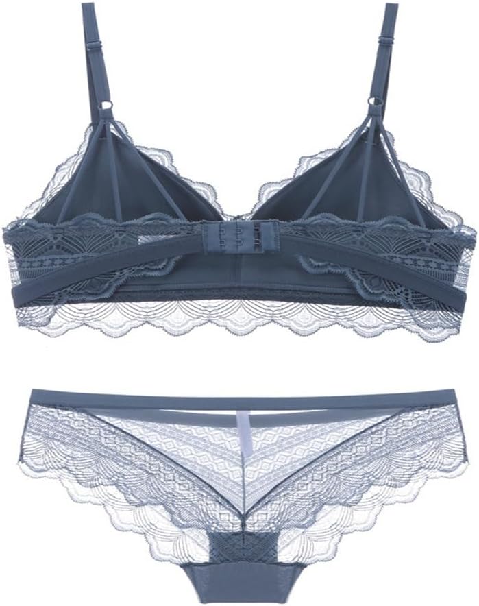 Non Rigid Triangle Cup Bra Set, Thin Cotton Underwear, Comfortable Lace