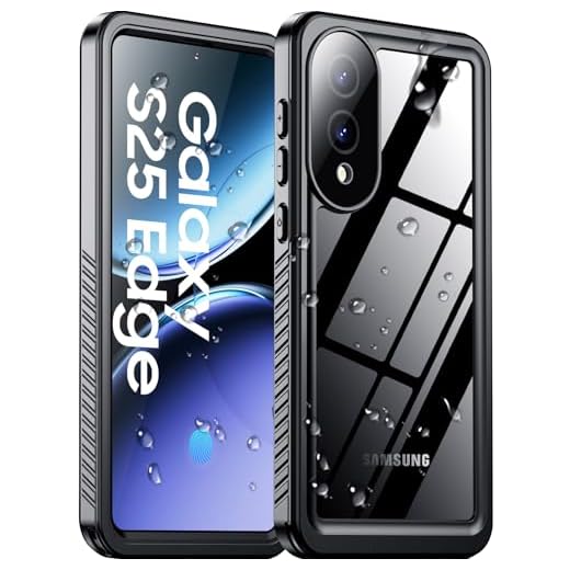 Temdan for Samsung Galaxy S25 Edge Case Waterproof, Built-in Lens & Screen Protector Military Grade Shockproof Dropproof IP68 Underwater Full Body Phone Case for Galaxy S25 Edge 6.7"-Black