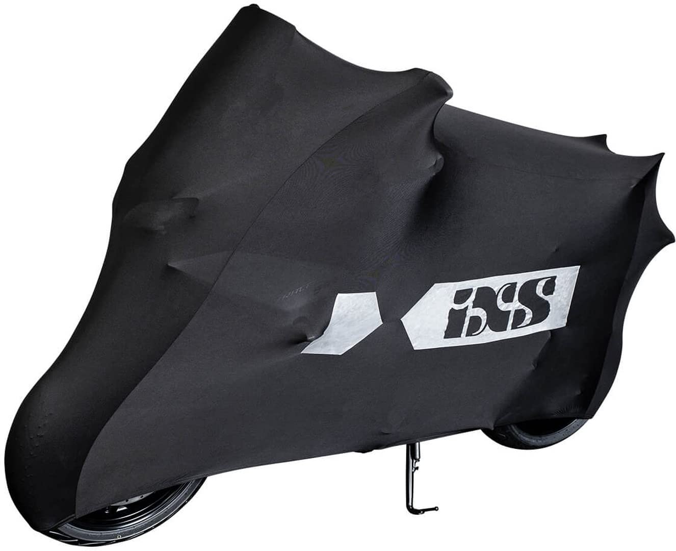 IXS Indoor Abdeckplane für Motorrad, Schwarz, L, 229 x 99 x 125 cm, 4-Wege Stretch Material mit Tragetasche | Stretch-Einsätze