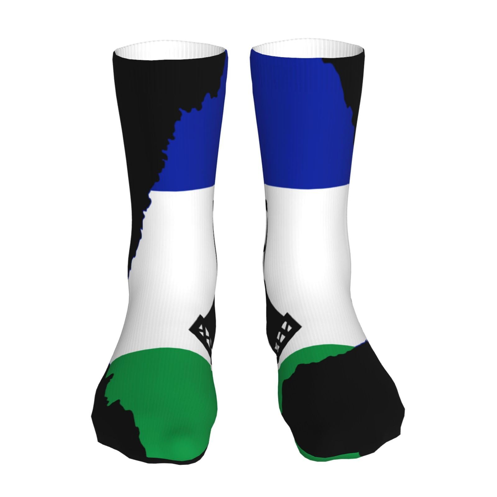 Oudrspo Unisex Flag Map Of Lesotho 2 Flag Map Of Lesotho Mens Funny Crazy Socks Cool Funky 3D Printed Patterned Athletic Calf Socks 16 In