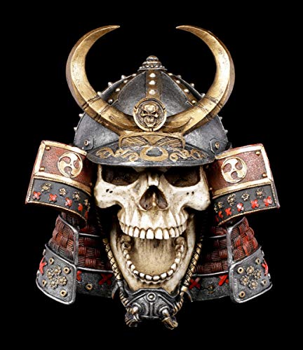 Figuras Shop GmbH Gothic Calavera Pared Relieve  Samurai Kabuto Fantasy, Pared de decoración, para Colgar, H 27 cm
