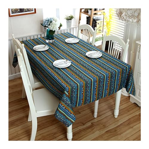 Nappe polyester coton imperméable contre les taches imprimé rayé ethnique - 2