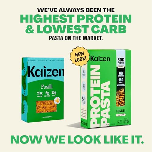 مكرونة فوسيلي منخفضة الكربوهيدرات من كايزن فود كومباني، عالية البروتين (20 غرام)، خالية من الغلوتين، صديقة للكيتو (6 غرام صافي)، نودلز لوبيني نباتية مصنوعة من دقيق الترمس عالي الفايبر - 8 اونصة (عبوة من 3 قطع)