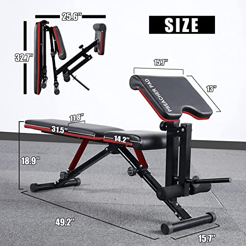 Mikolo Adjustable Weight Bench for Full Body Workout,Multi-Functional Workout Bench with Preacher Pad, Leg Extension, 680 lbs Capacity