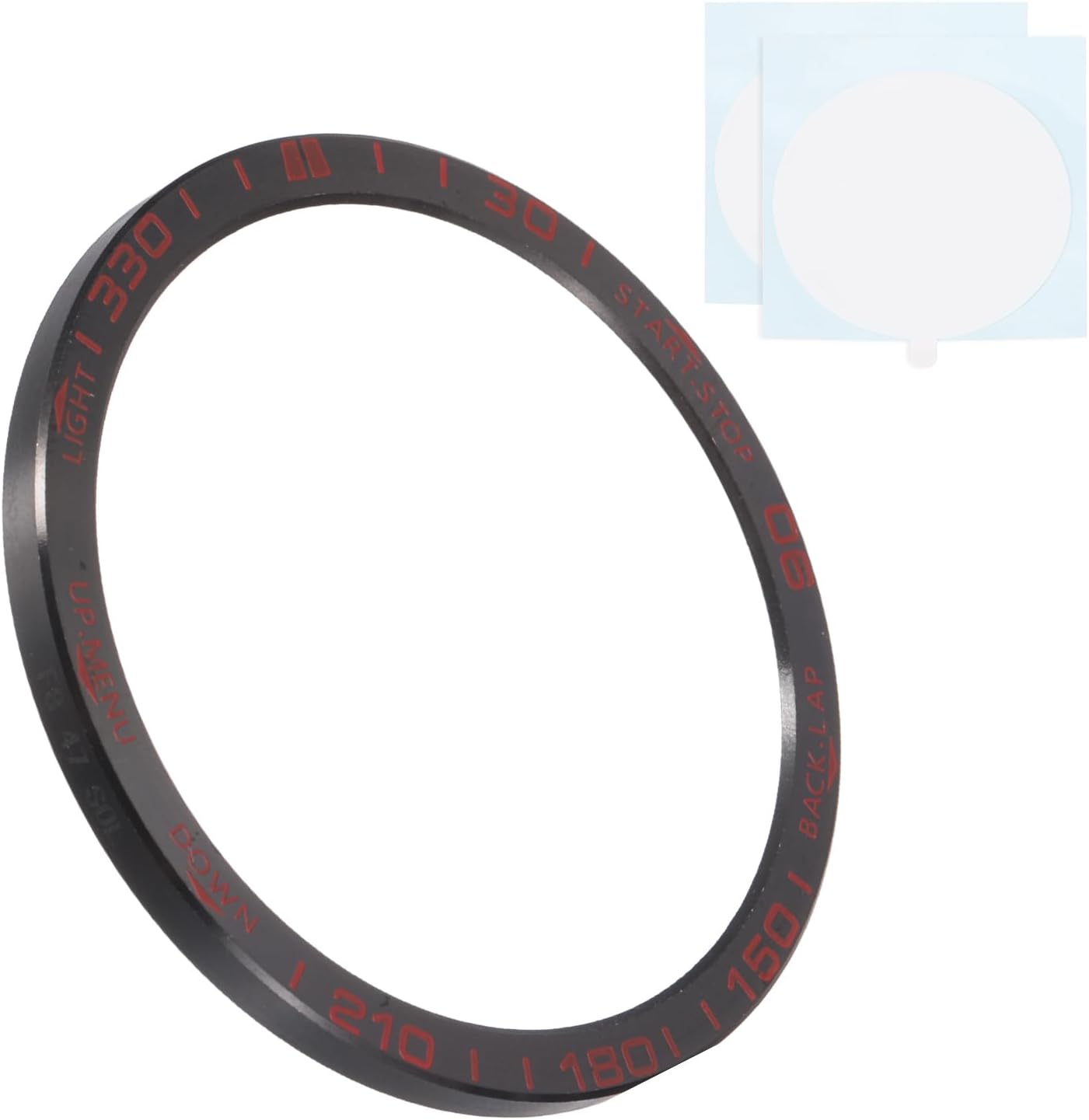 PATIKIL Watch Bezel 47mm, Stainless Steel Watch Bezel Ring Adhesive Anti Scratch Bumper Cover Wristwatch Loop Frame Protective Case for Garmin for Fenix 8Solar, Black/Red