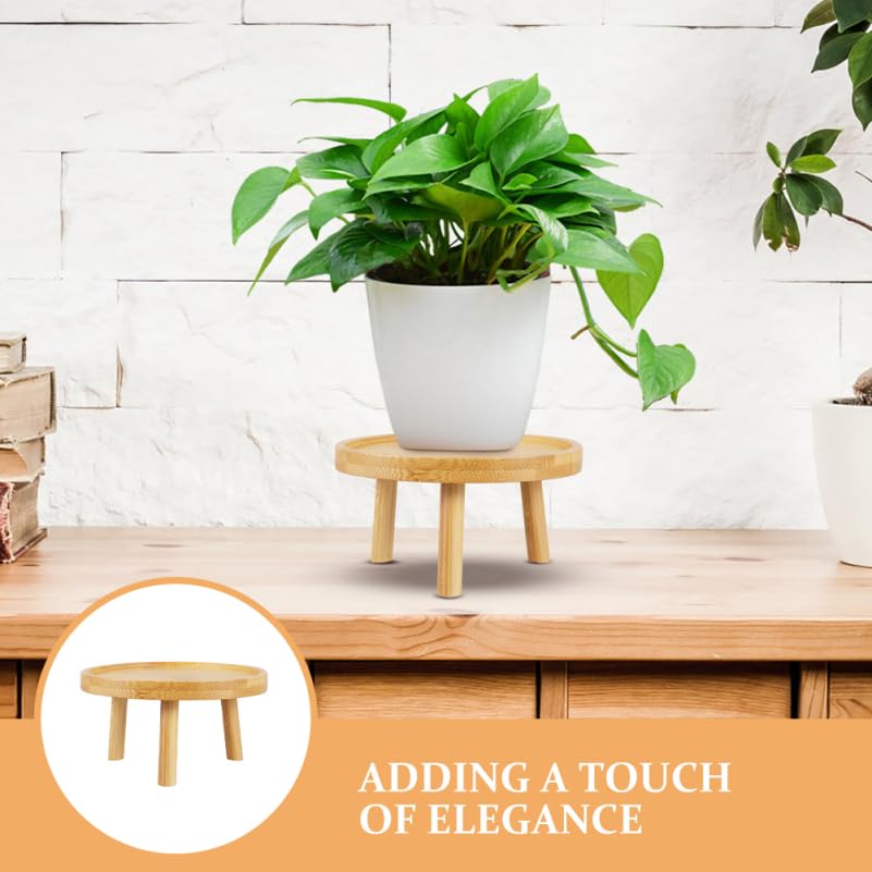 Image of balacoo Solid Wood Plant Stand 2 Pack 5.11 inch Flower Pot Stand and Plant Riser for Indoor Use Wooden Holder for Living Room Balcony Desk Window Sill Natural Finish
