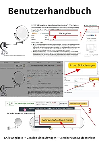 DOWRY Cosmetische spiegel zwart, decoratieve ronde wandspiegel in zwart, ronde badkamerspiegel met verlichting, make-up… - Image 4