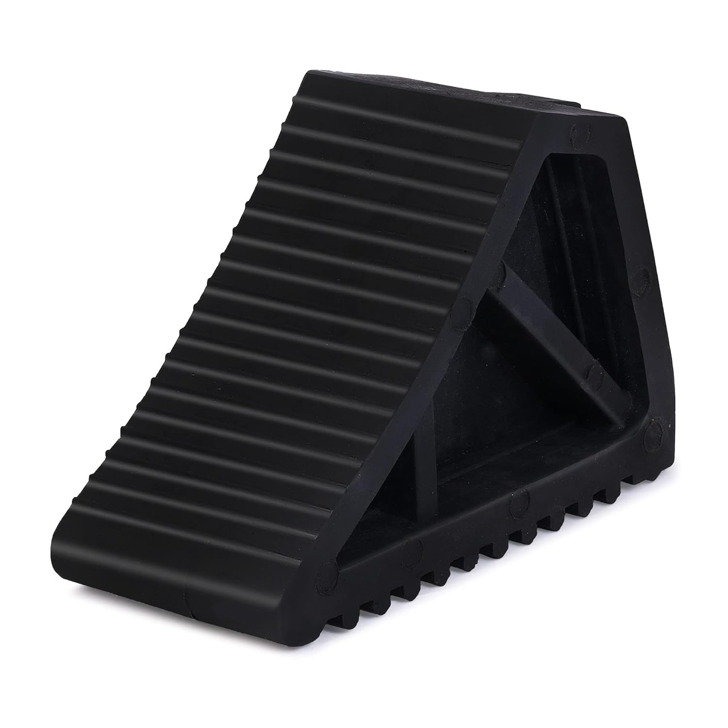 Heavy Duty Solid Rubber Wheel Chock 3.5kgs Black (29cm x 18cm x 13cm, Pack of 1)-picture-20
