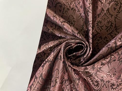 Brocart de soie or rose noir 112 cm jacquard brocart antique au mètre BRO322