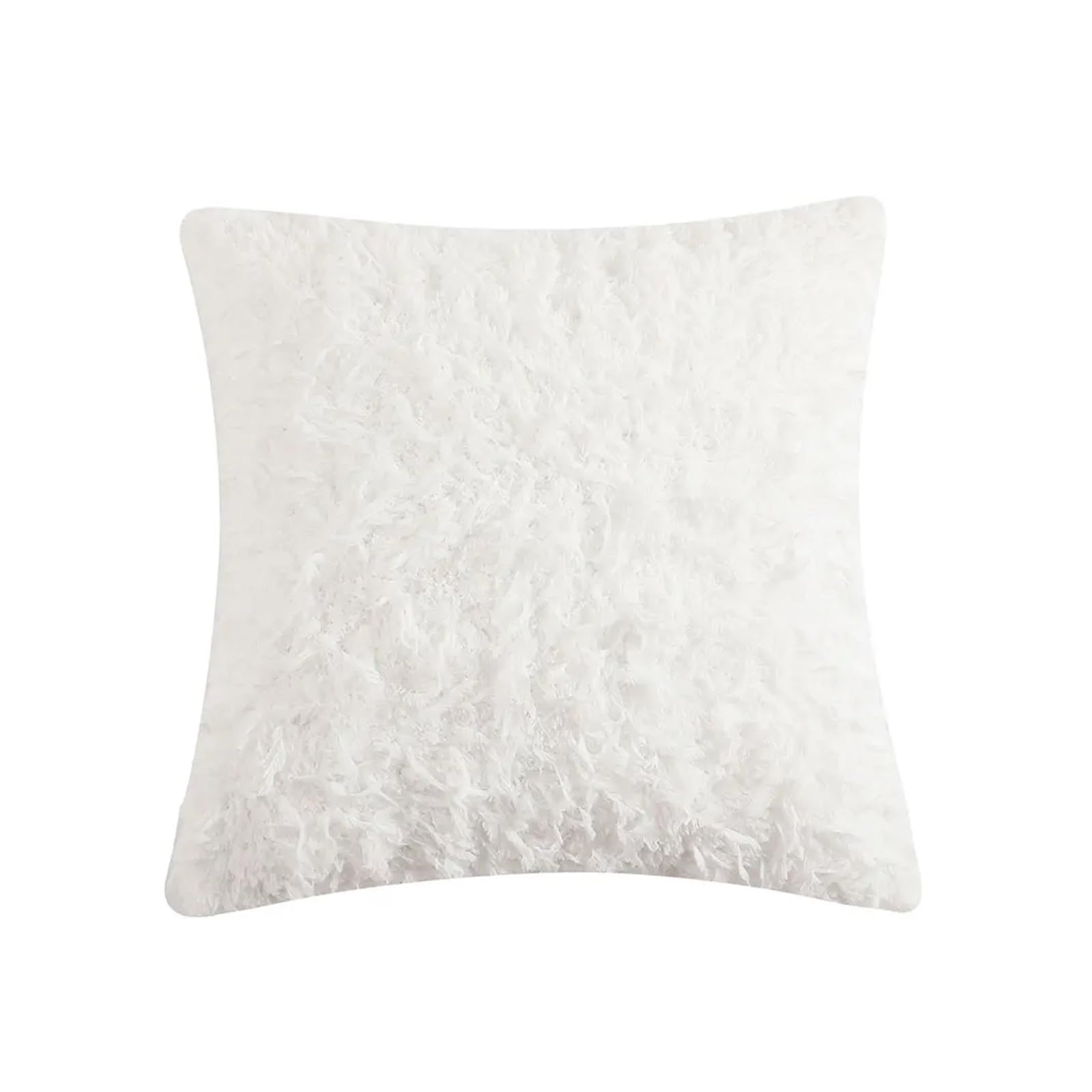 Fluffy Pillow Cover 45x45 Soft Cushion Case For Couch Bed Decor Pillowcase Living Room Throw(WHITE)