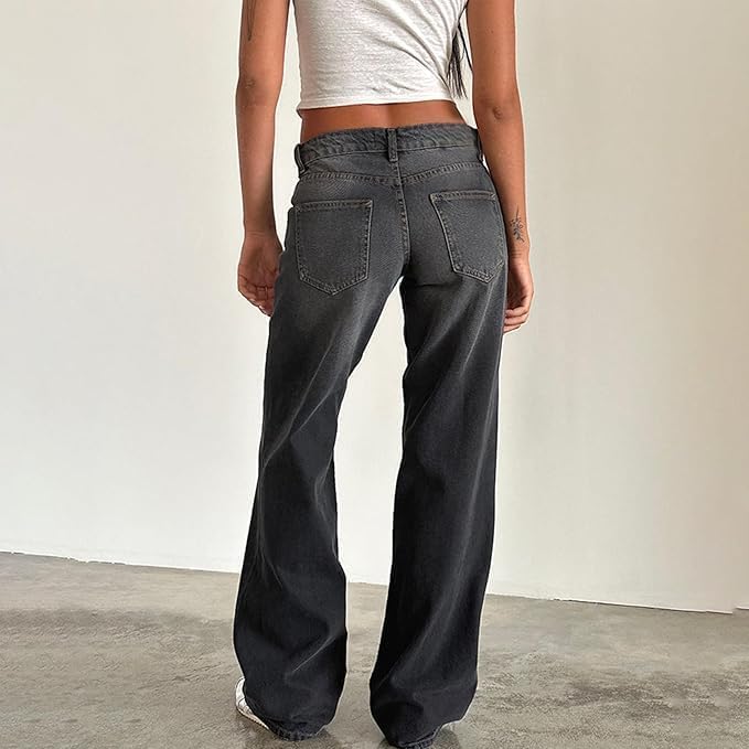 Women Low Rise Baggy Jeans Boyfriend Straight Wide Leg Jeans Casual Loose Fashion y2k Denim Pants2