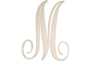 Cursive Wooden Monogram Letters 14 Inch Large Unfinished Wooden Letters for Wall Decoration