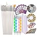 Nail Art Supplies Kit 15pc Gel Nail Brushes Tools 5pc Nail Dotting Pen, 2 Boxes Nail Rhinestones Decorations Accessories,10pc Nail Striping Tape Line, 5pc Manicure Nail Files