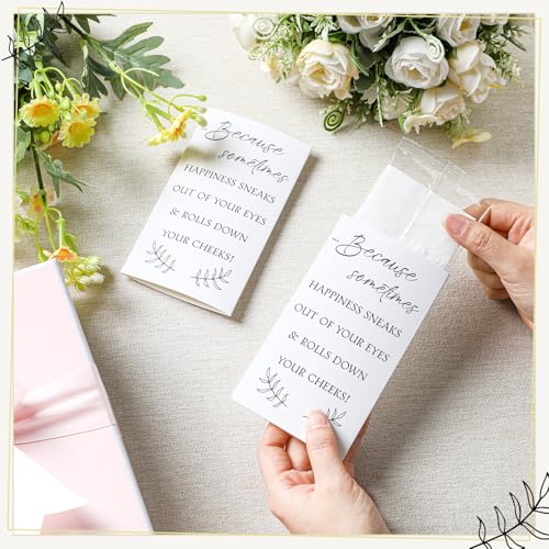 Clabby 48 Pack Wedding Tissues Packs for Guests Happy Tears Tissues 3 Ply for Wedding Welcome Guest Bag Gift Custom Holder Party Favors(White) by Clabby - Image 3