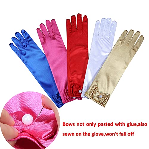 Bfelycpo Little Girls Party Gloves 11.5” Long Elbow Length Gloves For Wedding,Costume Party,Princess Cosplay(Royal Blue Glove) #TOP1