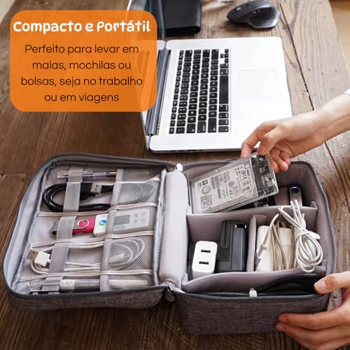Estojo Organizador De Viagem Portátil Bolsa Para Cabos E Acessórios Eletrônicos Impermeável Compacto