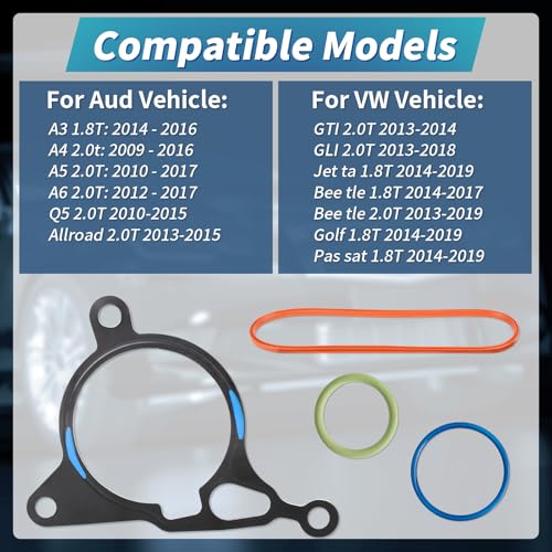 Kit de reconstrucción y sellado para bomba de vacío 06J145100C, compatible con VW GTI, GLI, Golf, Jetta, Beetle, Passat y Audi A3, A4, A5, A6, Q5 (1.8T y 2.0T TSI/TFSI), reemplaza 06J145100G, 06J145100P, 06J145100N, 06J145100F miniatura 4