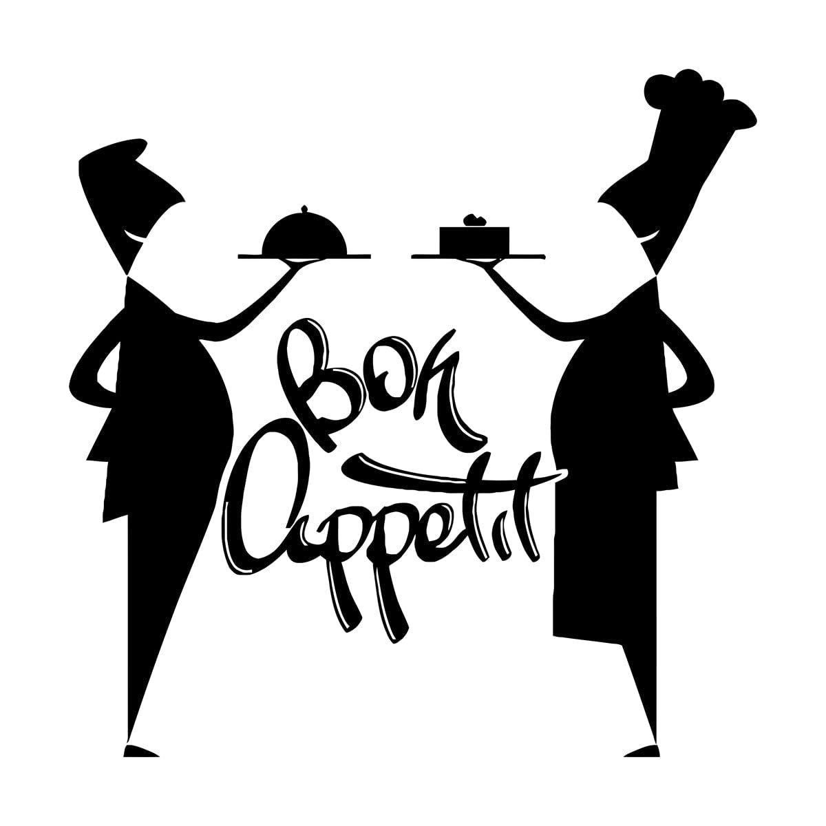 Bon Appetit Wall Decal Cooking Chef Waiter Door Window Vinyl Stickers Kitchen Restaurant Dining Room Interior Decor Mural Large - 57x57cm โ image 1