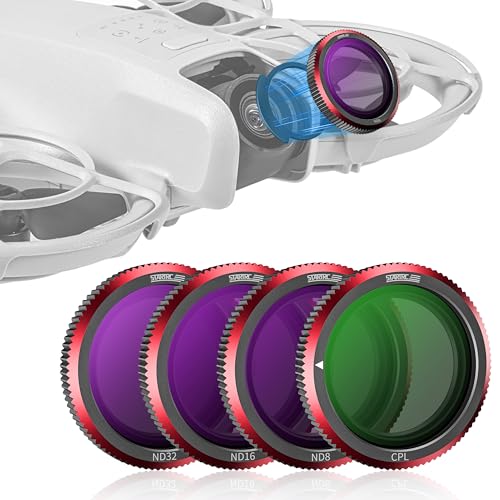 STARTRC Set de filtres ND et CPL, 4 Packs de filtres ND8 ND16 ND32 CPL compatibles pour DJI Neo Drone Accessoires, Filtre ND pour Objectif de caméra à densité Neutre, Cadre Aluminium Ultra-Mince