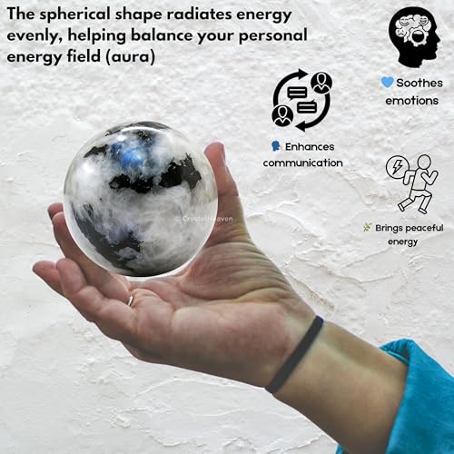 Image of Certified Rainbow Moonstone Crystal Ball for Meditation - Premium Crystal Vastu Items for Home and Feng Shui Items for Good Luck - Ideal for Pooja Supplies and Spiritual Practices (2 inch Inch)