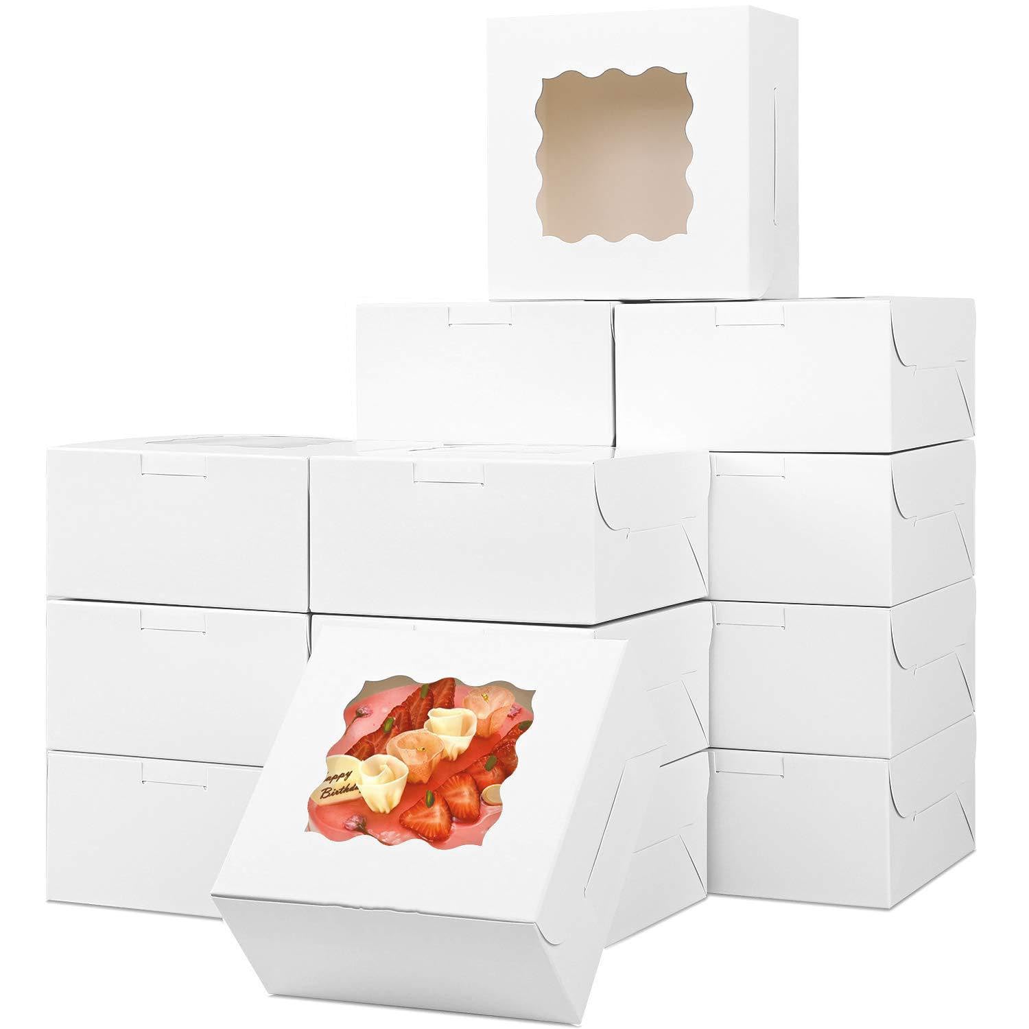 Yankmoom White 15Pcs Boxes For Cookies,6X6x2.5inch Cake Boxes With Window Bakery Boxes Cookie Packing Boxes For Cakes,Strawberries,Donuts,Muffins,Macaroon