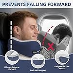 SKYTRAX COMF® Premium Ergonomic Memory Foam Travel Neck Pillow, Washable Cooling Ice Silk Cover, Firm Neck Support for Airplane Long Flights & Pain Relief, with Portable Carry Case (Navy Blue) - Image 4