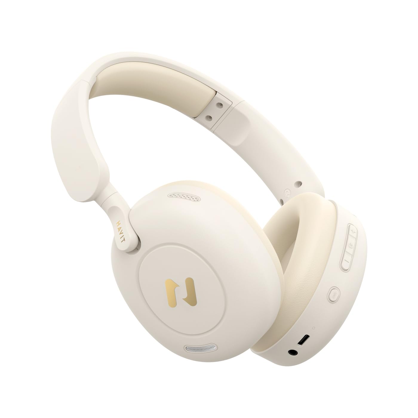 HAVIT H655BT PRO ANC - Auriculares inalámbricos con cancelación de ruido, color beige