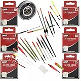 24pc Assorted Float Set with Rubbers, Disgorgers, 120 Eyed Hooks Sharp Barbless Size: 8, 10, 12, 14, 16,18 & Non-Toxic Weight Split Shot Carp Coarse Fishing Tackle Kit