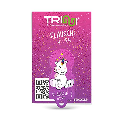 TRIGGI® der Einkaufswagenlöser - Einkaufswagenchip zum Abziehen, Schlüsselanhänger, Flauschi Einhorn Motiv