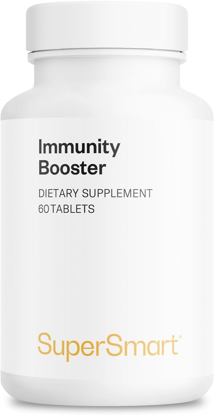 SuperSmart Immunity Booster (Advanced Formula) - with Echinacea, Beta Glucan, Vitamin C, Zinc - Natural Supplement | Non-GMO & Gluten Free - 60 Tablets