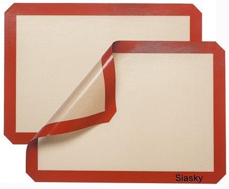 Siasky Silicone Non Stick Baking Mats, 16” X 12”, Orange Red