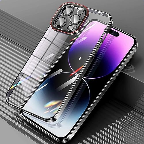 Coque iPhone 13 Pro Max de luxe rigide transparente et protection objectif en métal plaqué