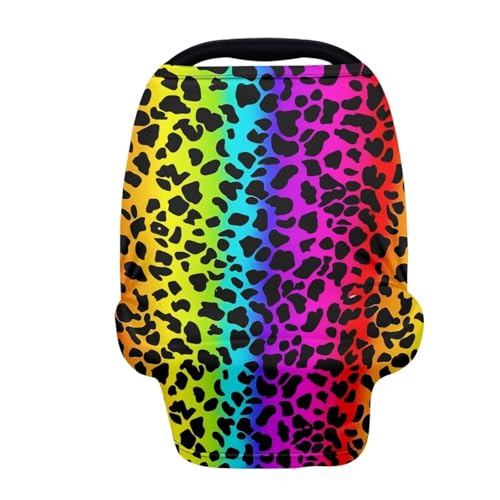 Image of Youngerbaby Leopard Colorful Nursing Cover Carseat Canopy Car Seat Covers for Babies Mom Breastfeeding Scarf Infant Multi Use Cover for Baby Stroller Shopping Cart Feeding High Chair