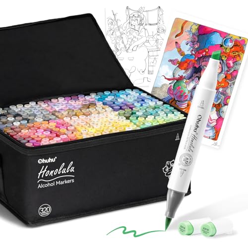 Amazon | Ohuhu マーカーペン 筆タイプ 320色 プロ愛用 イラスト