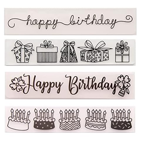 Primst 4PCS Happy Birthday Plastic Embossing Folders Template for DIY Craft, Birthday Cake Mold Pattern Embossing for Card Making Craft Decoration Cover