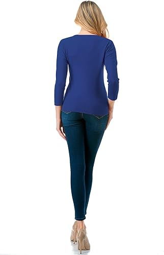 Miniatura 7 de Suéter de punto con botones y manga 34 con cuello en V para mujer (S-XXL)