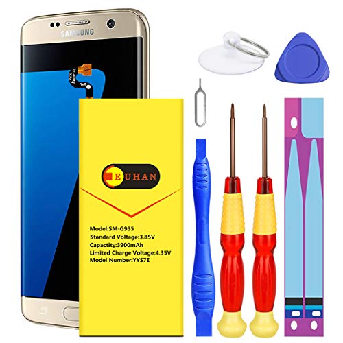Galaxy S7 Edge Battery, (Upgraded) Euhan 3900mAh Lithium Polymern Internal Battery Replacement for Samsung Galaxy S7 Edge EB-BG935ABE G935V G935P G935A G935F G935T with Repair Replacement Tools