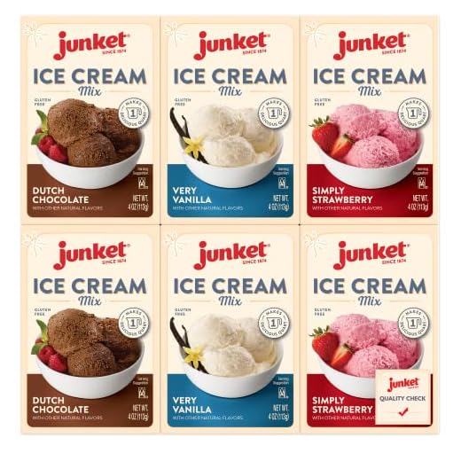Junket Ice Cream Mix Bundle - 2 Vanilla, 2 Chocolate, 2 Strawberry (6 Total)