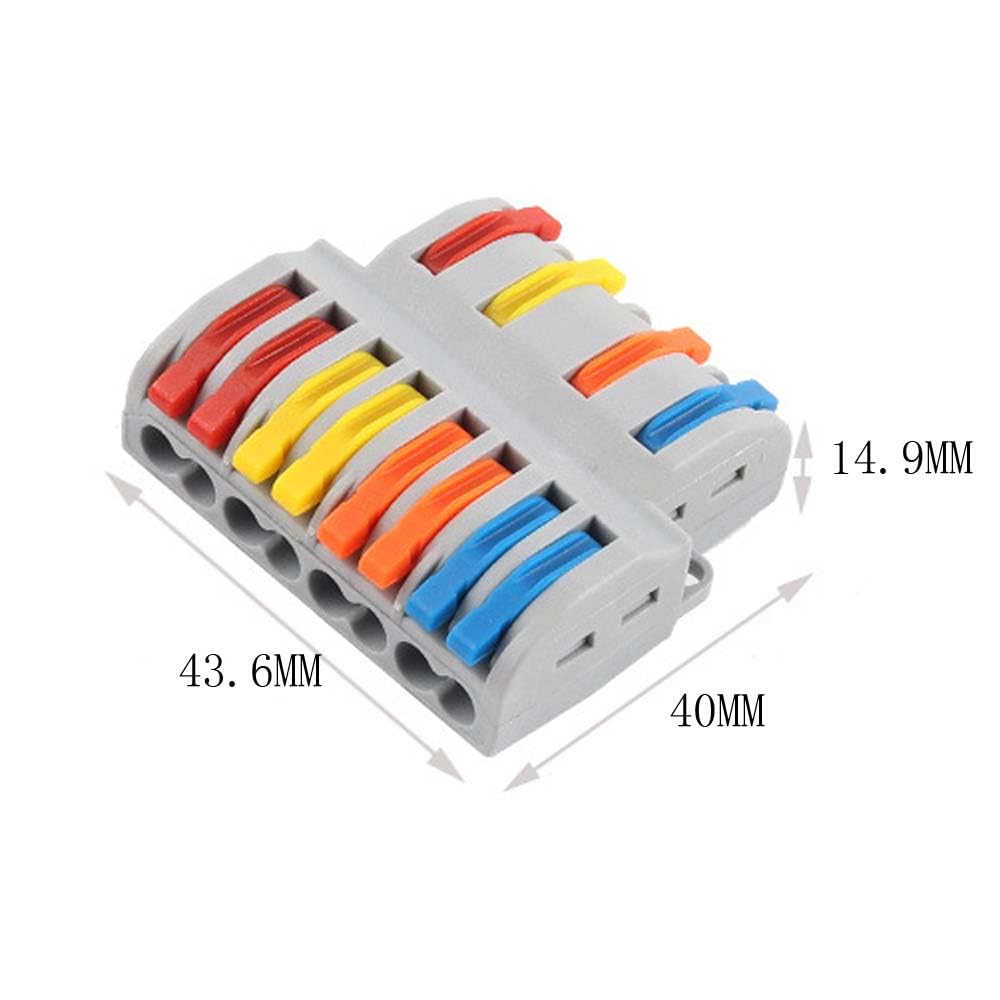 20Pcs Lever Nuts Wire Connectors 2 in 4/6/8/10/12 Out Quick Wiring Cable Connector Push-in Conductor Terminal Block Quick Terminal Blocks Lever Nut Assortment Connectors (4 in 8 Out)