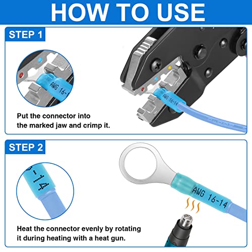 560Pcs Marine Grade Heat Shrink Wire Connectors-Plustool Electrical Connectors Kit Of Tinned Red Copper,Awg22-10 Multipurpose Waterproof Insulated Crimp Connector Terminals Ring Fork Spade Butt Splice #TOP4