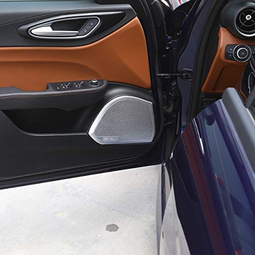 Cheya Aluminum Alloy Car Interiorr Door Speaker Frame Trim Cover 4Pcs For Alfa Romeo Giulia 2017 2018 2019 Auto Accessories #TOP4