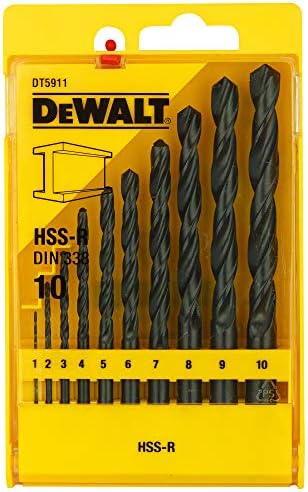 HSS-R Black Oxide Metal Drill Bit Set, 10-Piece, DT5911-QZ