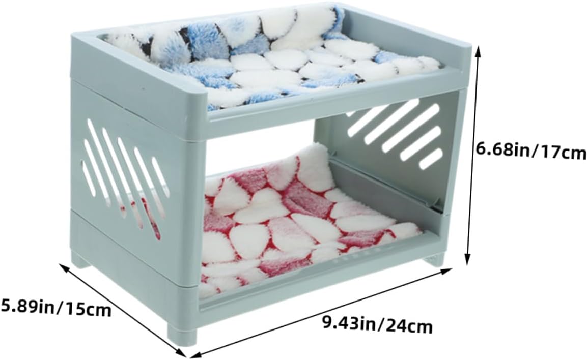 Double-Layer Hamster Bed House with Mat and Blanket Set, Small Animal Hideout Nest for Guinea Pigs, Gerbils, and Hamsters, Comfortable Pet Sleeping Cave for Small Pets Random Color