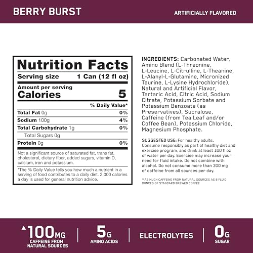Image of Optimum Nutrition Amino Energy Hydration Drink, Berry Burst, 12 Ct